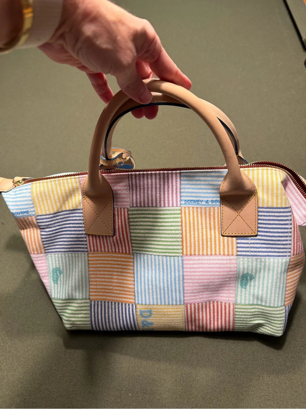 Dooney & Bourke Multicolor Patchwork Satchel duffle EUC vintage